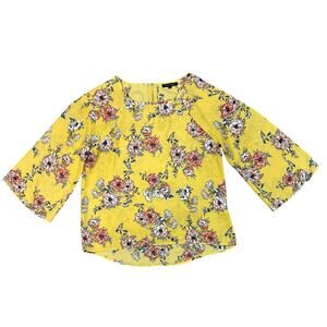 Papermoon Yellow Floral 3/4 Kimono Blouse S